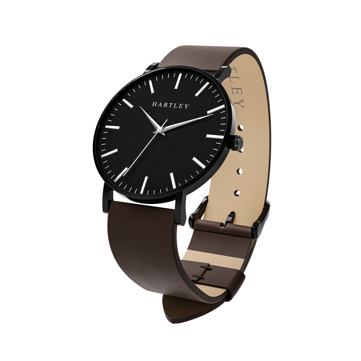 HERITAGE BLACK WITH DARK BROWN LEATHER ANGLED VIEW