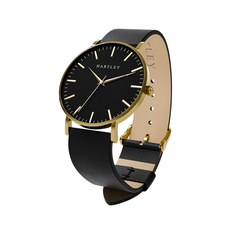 HERITAGE GOLD WITH BLACK LEATHER ANGLED VIEW
