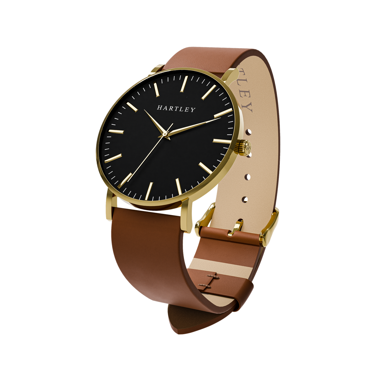 HERITAGE GOLD WITH BROWN LEATHER ANGLED VIEW