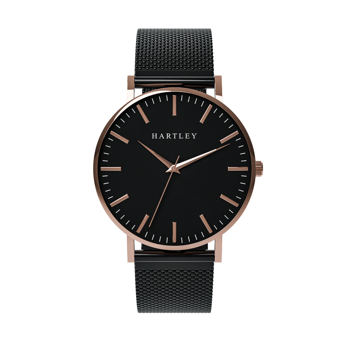 HERITAGE ROSE GOLD BLACK WITH BLACK MESH FRONT VIEW
