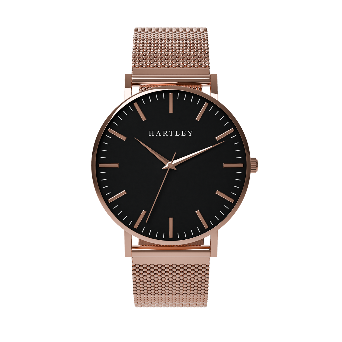 HERITAGE ROSE GOLD BLACK WITH ROSE GOLD MESH FRONT VIEW