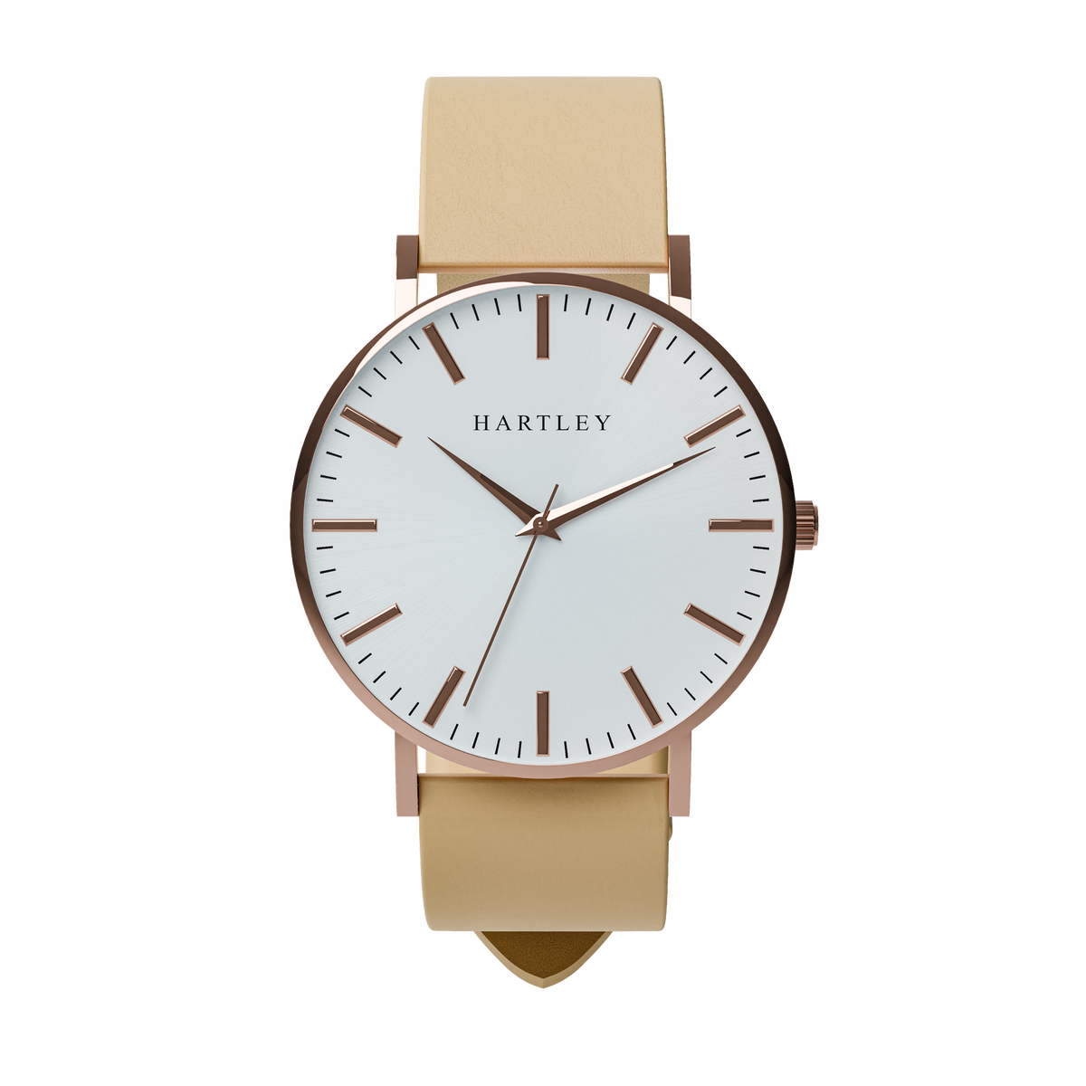 HERITAGE ROSE GOLD WHITE WITH BEIGE LEATHER FRONT VIEW