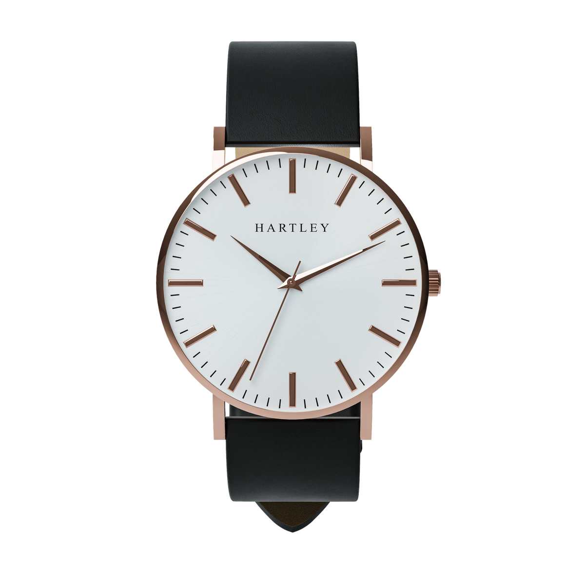 HERITAGE ROSE GOLD WHITE WITH BLACK LEATHER FRONT VIEW