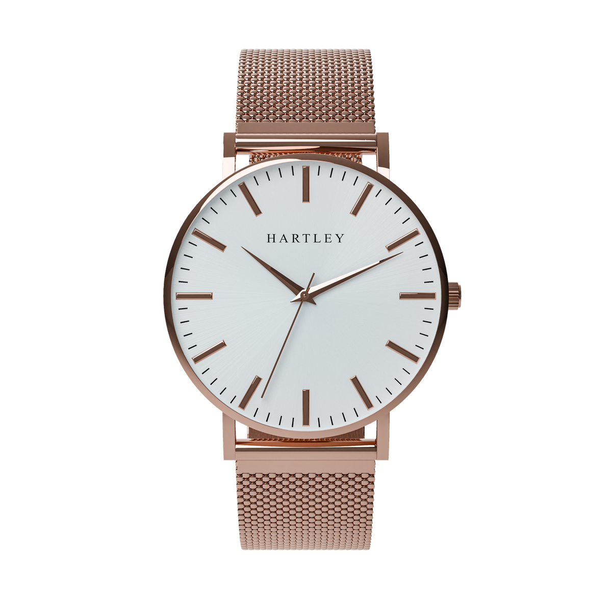 HERITAGE ROSE GOLD WHITE WITH ROSE GOLD MESH FRONT VIEW
