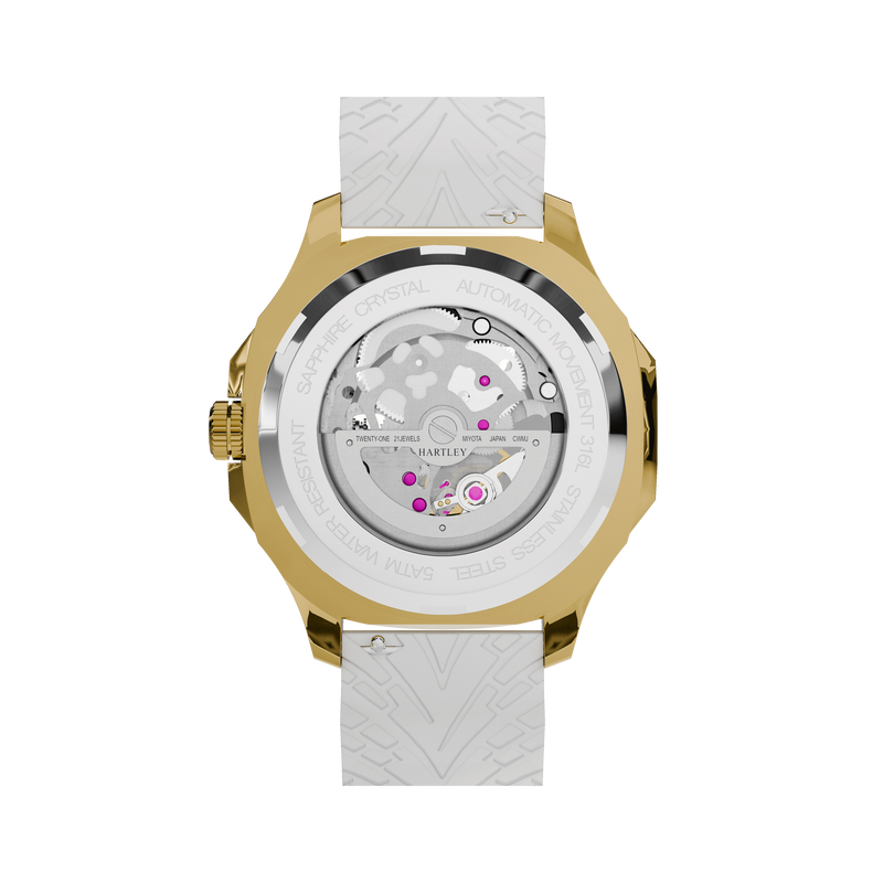 HARTLEY LEGACY GOLD WHITE SILICONE BACK VIEW