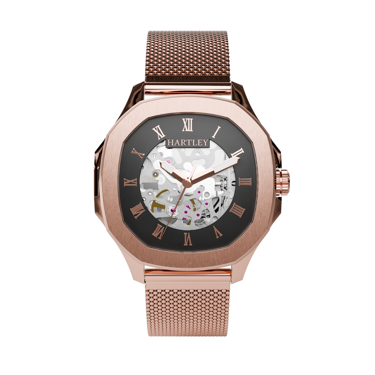 HARTLEY LEGACY ROSE GOLD MESH FRONTAL VIEW